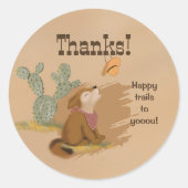 Sticker Rond Wild West Rustic Happy Trails Cowboy (Devant)