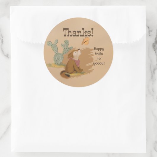 Sticker Rond Wild West Rustic Happy Trails Cowboy (Sac)