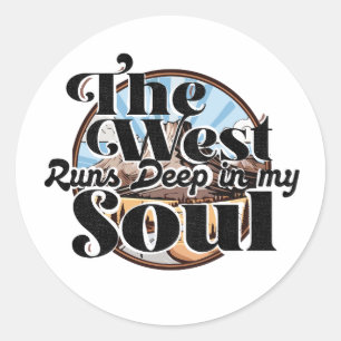 Sticker Rond Wild West - Western Americana Paysage