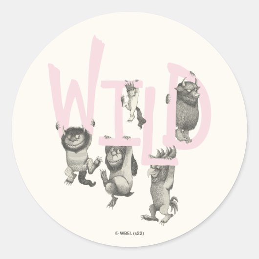 Sticker Rond WILD | Wild Things et Max - Rose (Devant)