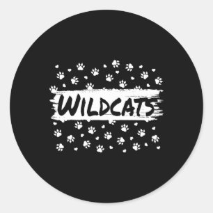 Sticker Rond Wildcats Mascot Esprit École Retour À L'École Pied