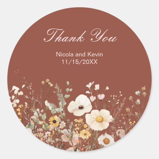Sticker Rond Wildflower Autumn Fall Floral Wedding (Devant)
