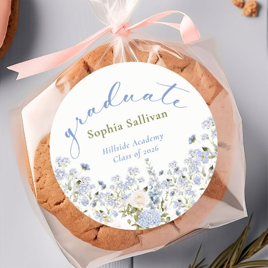 Sticker Rond Wildflower Bloom Graduation Party