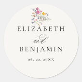 Sticker Rond Wildflower Grace Modern Floral Romantic Wedding (Devant)