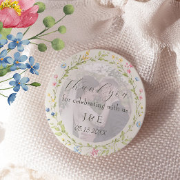 Sticker Rond Wildflower Photo Wedding Thank You