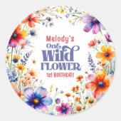 Sticker Rond Wildflower Wild One 1st birthday (Devant)