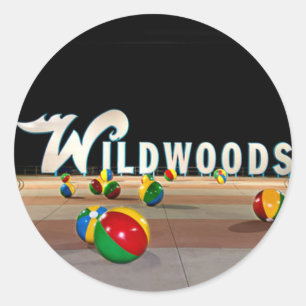 Sticker Rond Wildwoods signent dedans le New Jersey de Wildwood