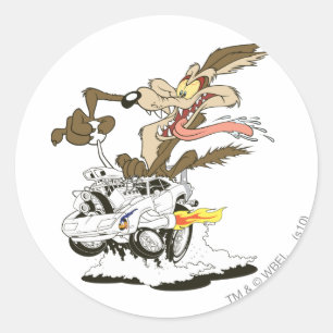 Sticker Rond WILE E. COYOTE™ Conducteur Fou