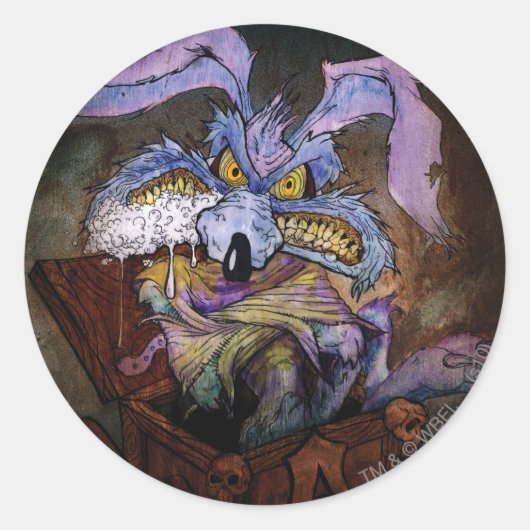 Sticker Rond WILE E. COYOTE™ Un tourbillon dans la boîte (Devant)