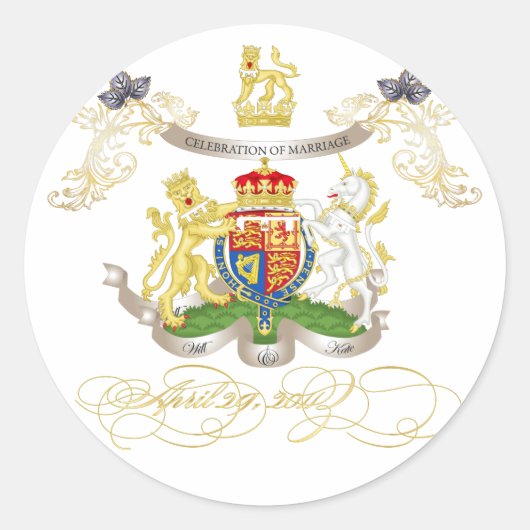 Sticker Rond Will+Kate Memorabilia, couleur personnalisable! (Devant)