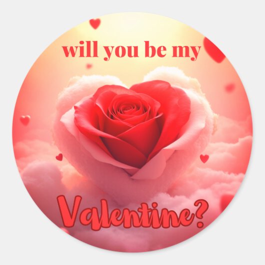 Sticker Rond Will you be my valentine ? (Devant)