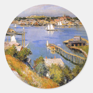 Sticker Rond Willard Metcalf, Port de Gloucester, Soleil