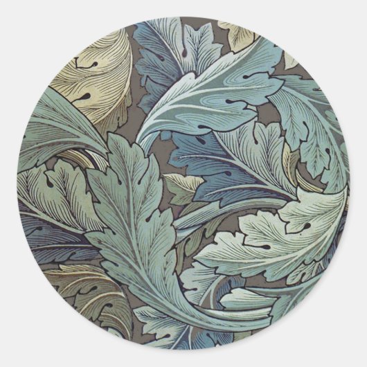 Sticker Rond William Morris Acanthus Sage Fleur Floral Botaniqu (Devant)