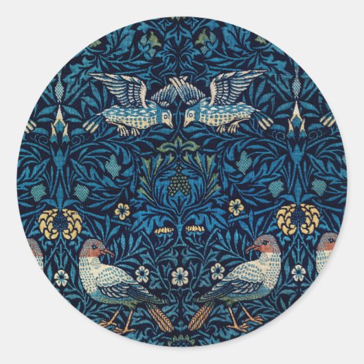 Sticker Rond William Morris Blue Birds Tapestry Classic (Devant)