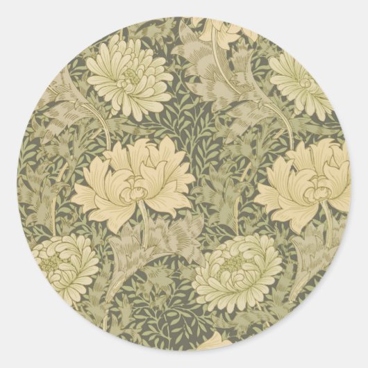 Sticker Rond William Morris Chrysanthemum Fleur d'âge (Devant)