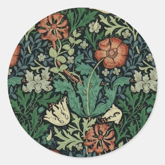 Sticker Rond William Morris Compton Floral Art (Devant)