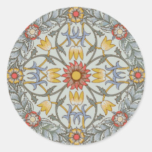Sticker Rond William Morris Floral Circle Flower Illustration