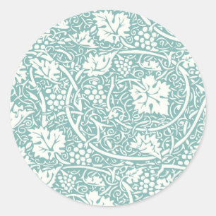 Sticker Rond William Morris Grape Motif Turquoise Turquoise