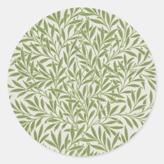 Sticker Rond William Morris Green Floral Botanical Pattern (Devant)