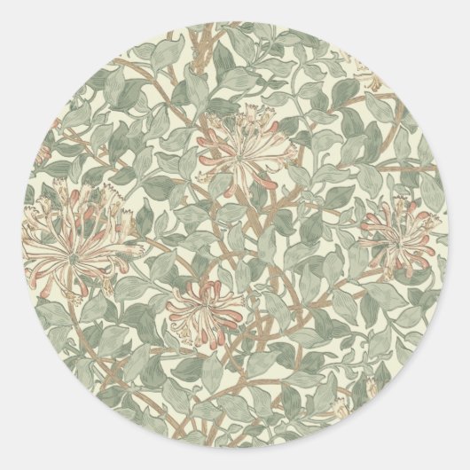 Sticker Rond William Morris Honeysuckle Vert Floral (Devant)