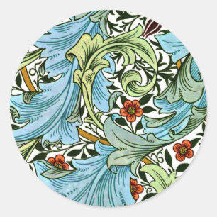 Sticker Rond William Morris - Leicester vintage design floral