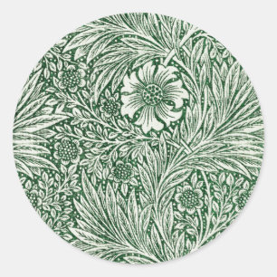 Sticker Rond william morris marigold vert floral fleur