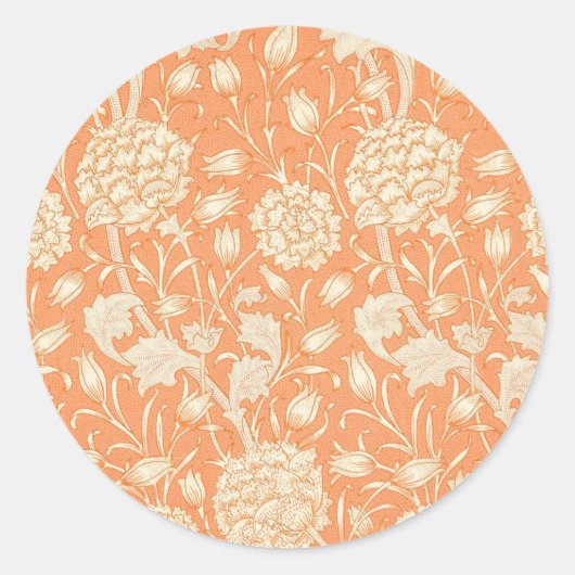 Sticker Rond William Morris Orange Floral (Devant)