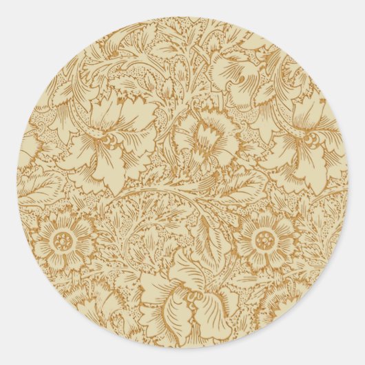 Sticker Rond William Morris Papier peint floral Poppy (Devant)