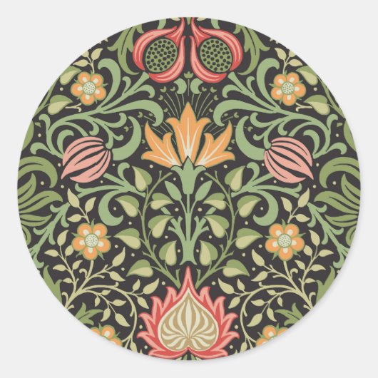 Sticker Rond William Morris Persian Floral Antique (Devant)