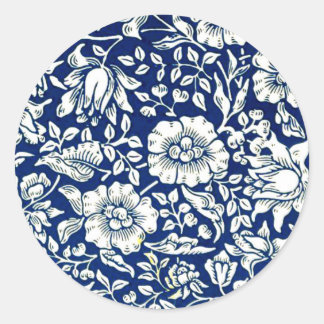 Sticker Rond William Morris - Poster bleu Mallow