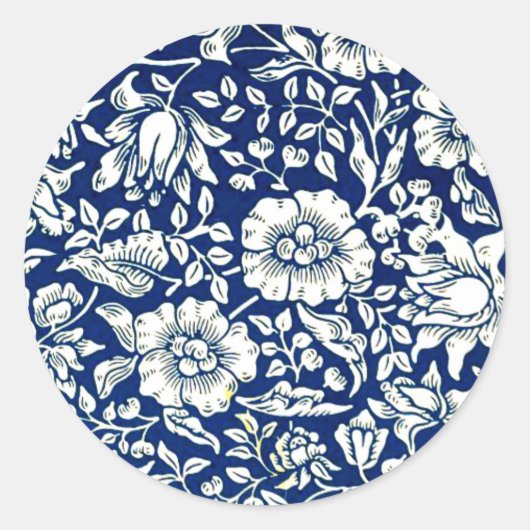 Sticker Rond William Morris - Poster bleu Mallow (Devant)