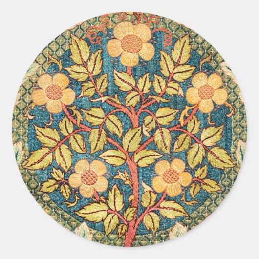 Sticker Rond William Morris Rose Wreath (Devant)