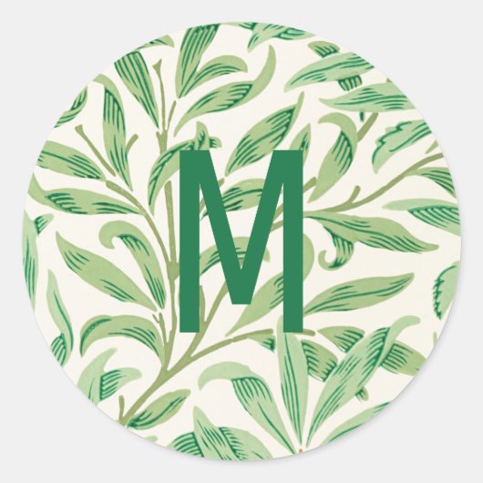 Sticker Rond William Morris. Saumon. monogramme de verdure (Devant)