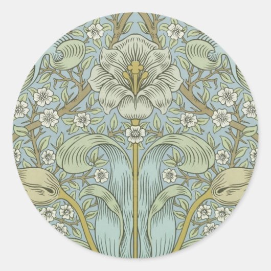 Sticker Rond William Morris Spring Thicket : Floral antique (Devant)
