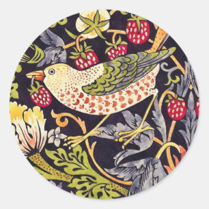 Sticker Rond William Morris Strawberry Thief Floral Art nouveau