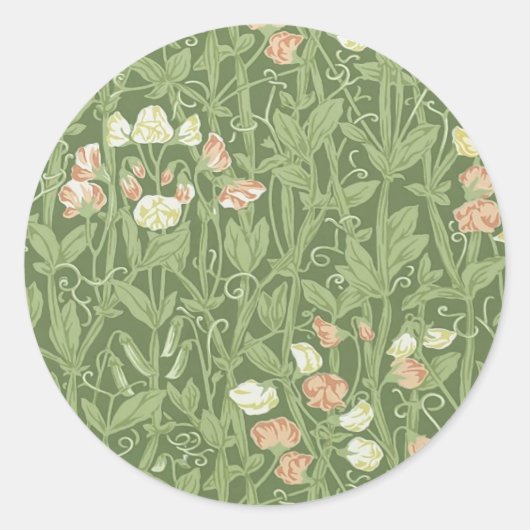 Sticker Rond William Morris Sweet Pea Floral Design (Devant)