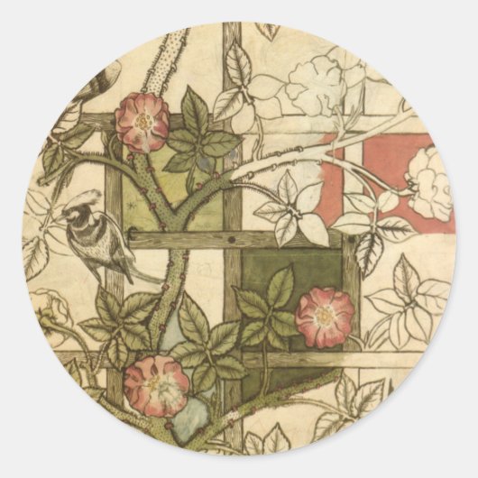 Sticker Rond William Morris - Trellis (Devant)