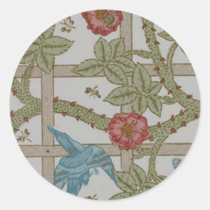 Sticker Rond William Morris Trellis Wallpaper Art
