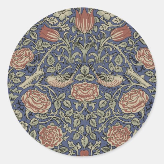 Sticker Rond William Morris Tudor Fond d'écran Rose (Devant)