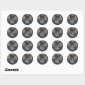 Sticker Rond William Morris Tulip Willow Blue Motif (Feuille)