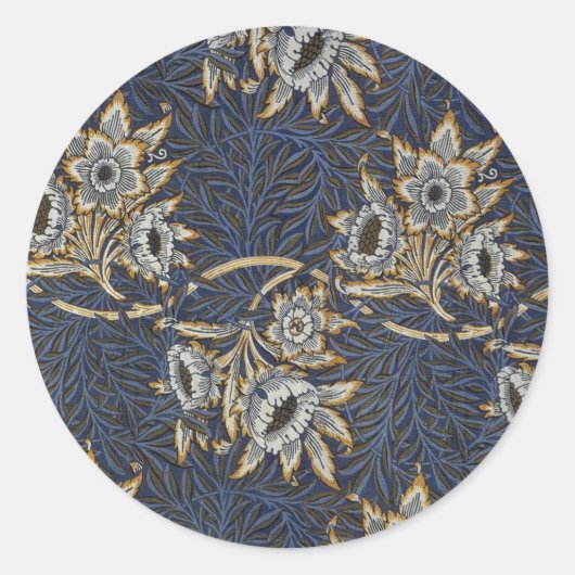 Sticker Rond William Morris Tulip Willow Blue Motif (Devant)