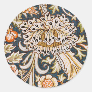 Sticker Rond William Morris Vintage Trent Motif Floral Bleu