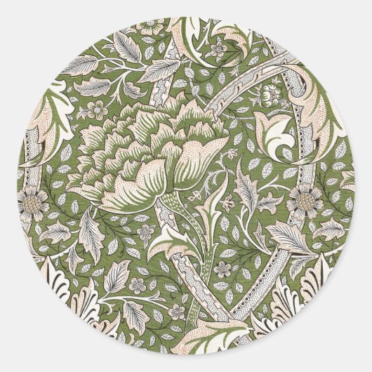 Sticker Rond William Morris Windrush fleurs florales classique (Devant)