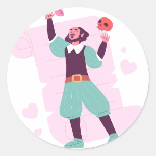 Sticker Rond William Shakespeare Hamlet Littérature Poète Rétro