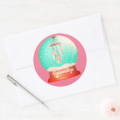 Sticker Rond Windchime snow globe cute floral winter pink (Enveloppe)