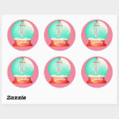 Sticker Rond Windchime snow globe cute floral winter pink (Feuille)