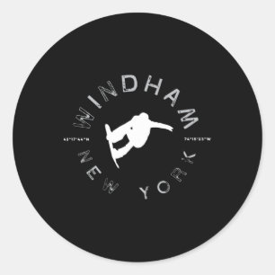 Sticker Rond Windham New York Vintage Retro Snowboard