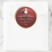 Sticker Rond Wine Red Product Labels Gold Frame Logo Monogram (Sac)