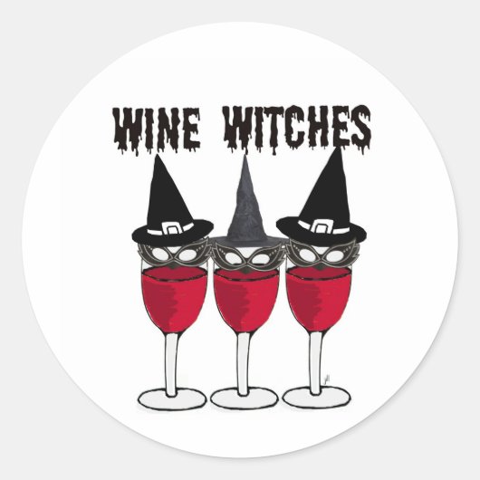 STICKER ROND WINE WITCHS RED WINE GLASS WITCH IMPRIMER (Devant)