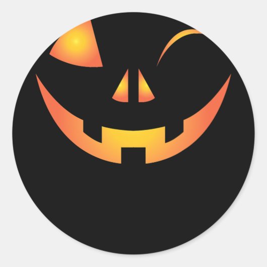 Sticker Rond Wink Face Citrouille Jack-o'-lantern Costume Cool (Devant)